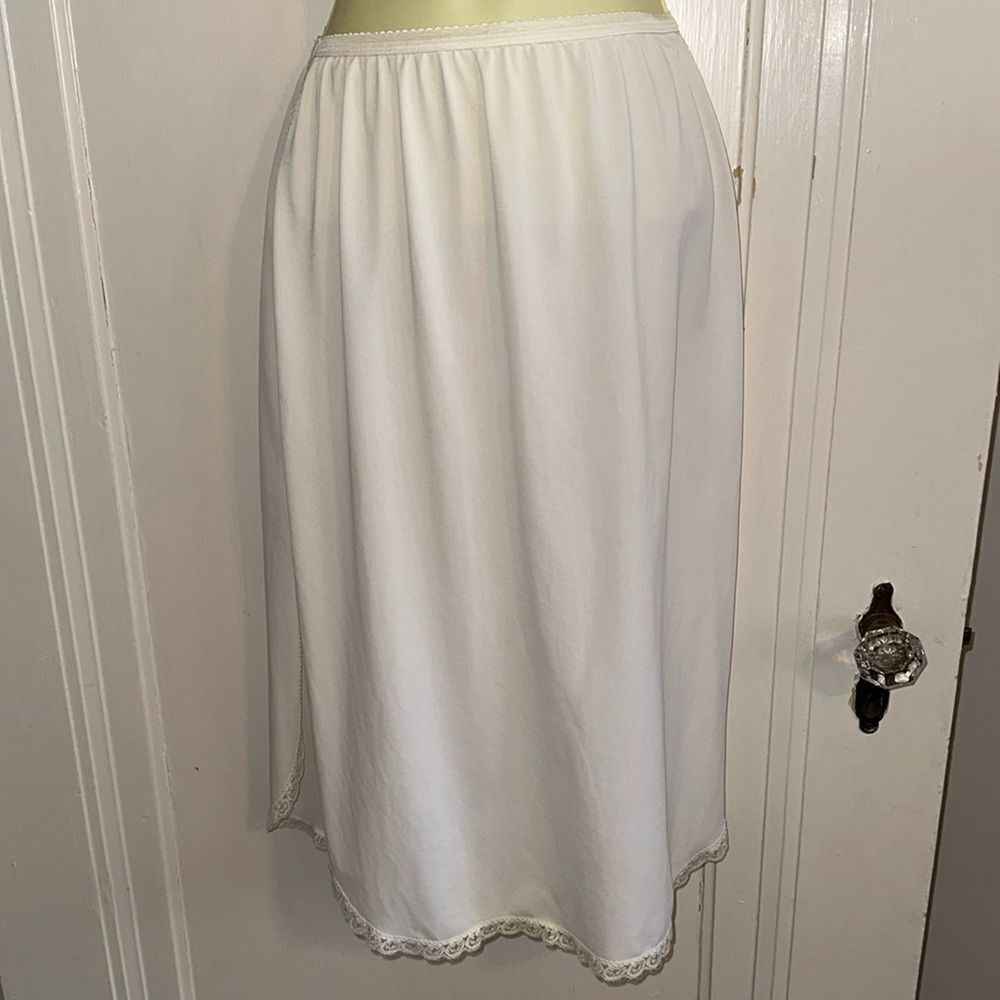 Vintage Shadowline white half slip with high slits up both sides